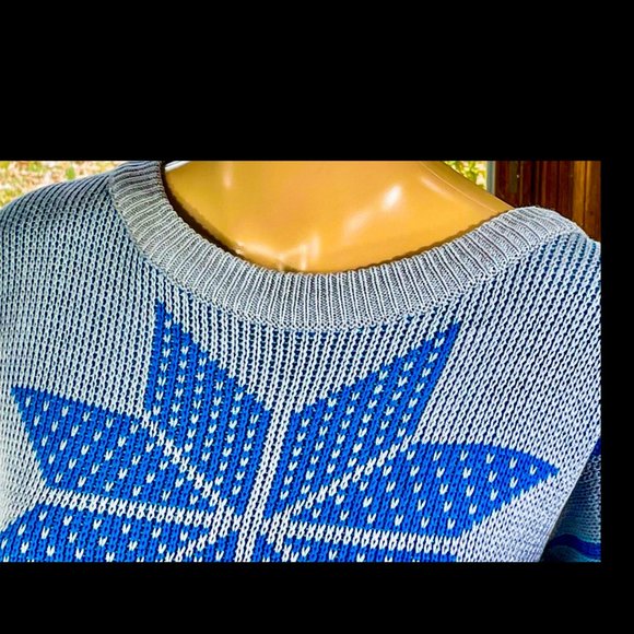 ▪️VTG▪️CHARILE ROMEO▪️1980's Gray & Blue Retro Snowflake & Stripe Sweater - Picture 3 of 7